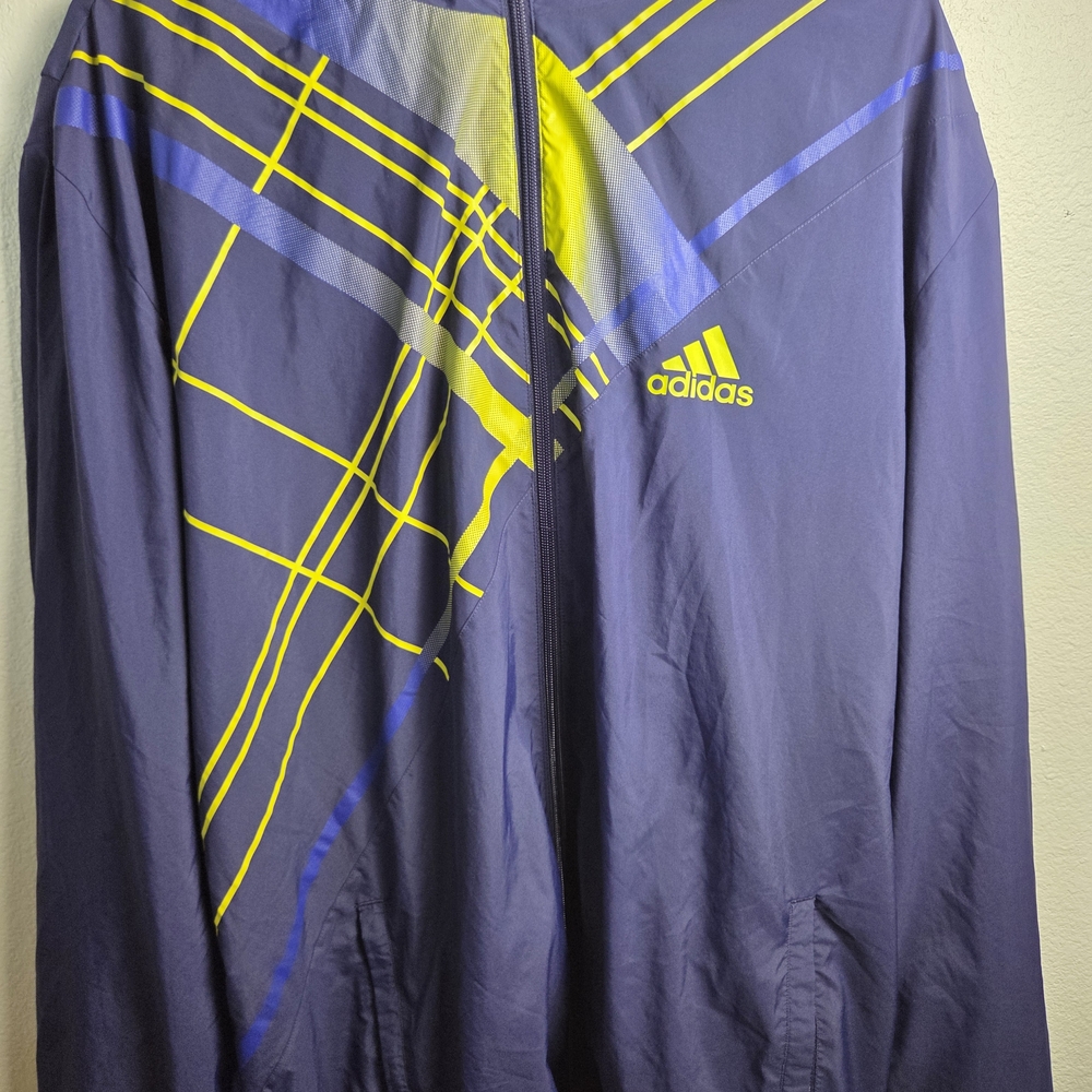 Adidas Men's Navy and Yellow Windbreaker